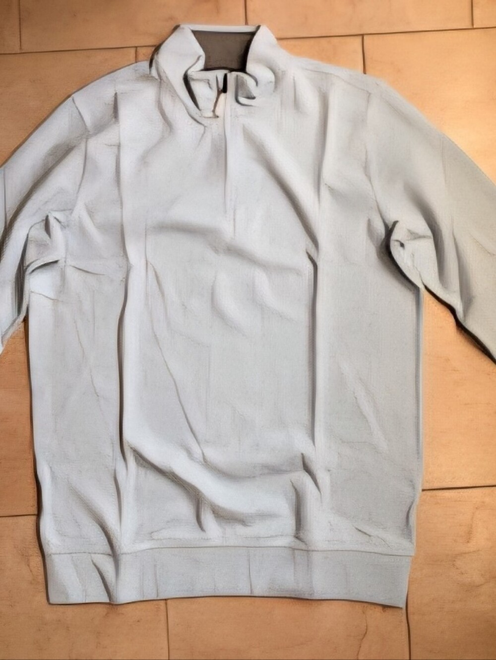 Men's Lands End Light Blue Quarter-Zip Ribbed Sweater-New